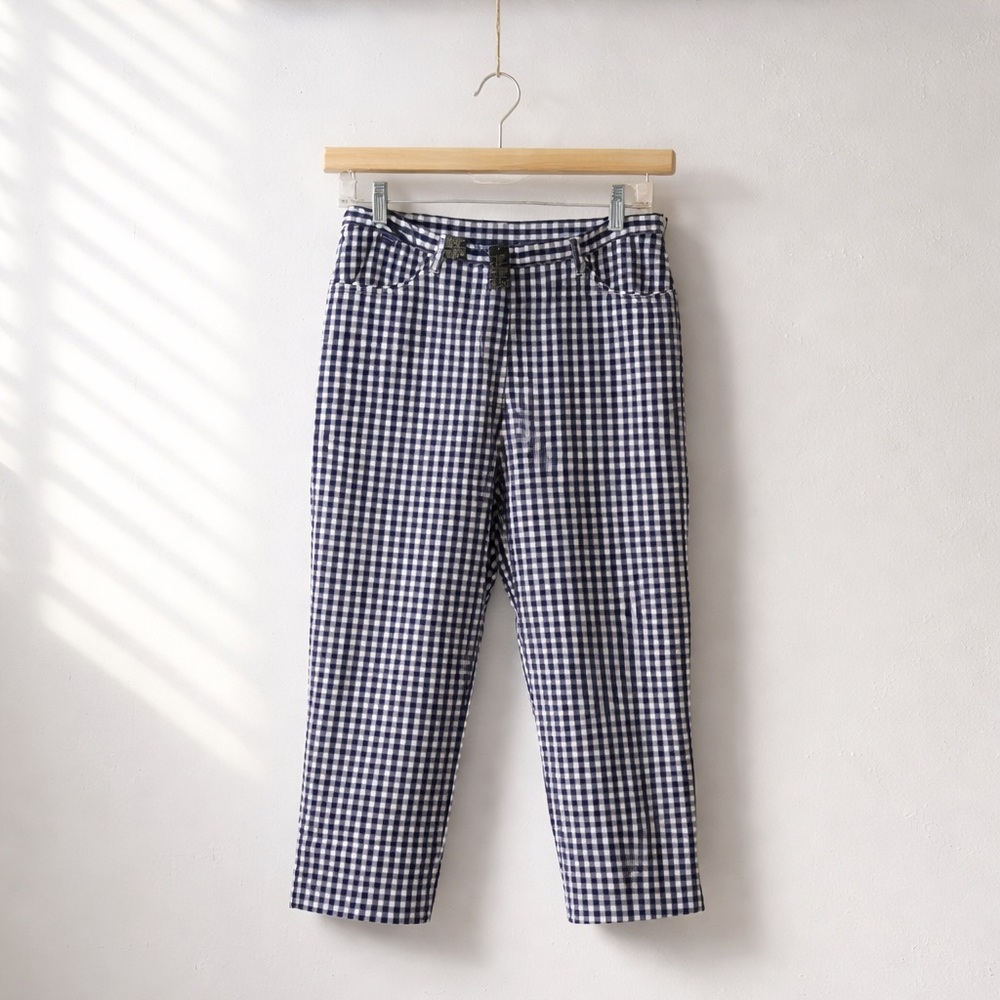 Lauren by Ralph Lauren Size 10 Black and White Check Cotton Nylon Lycra Capri